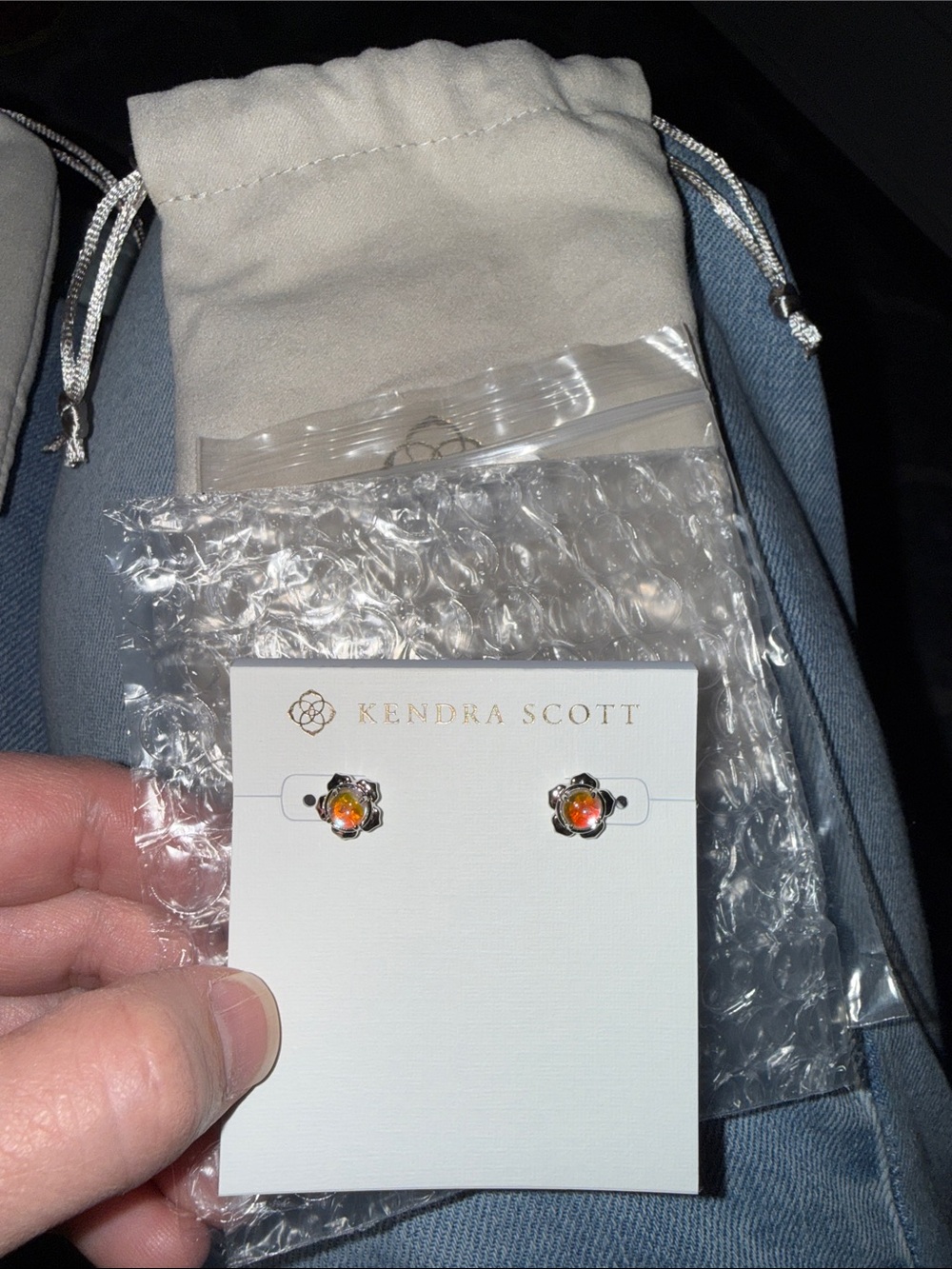 Kendra Scott Susie Stud Rhodium Dichroic Stud Earrings